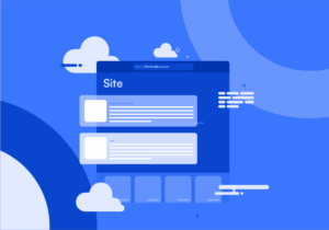Illustration of a minimalist website interface with clean layout, soft blue tones, and simplified content blocks, symbolizing digital minimalism in web design.