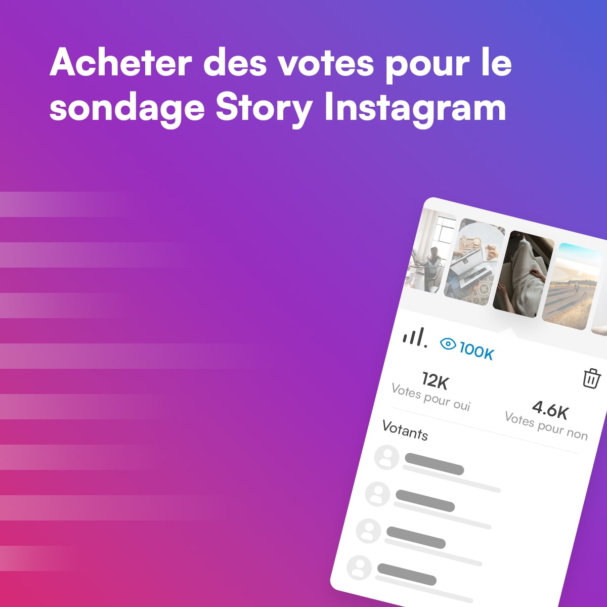 Achetez des votes pour vos sondages Instagram Stories pour