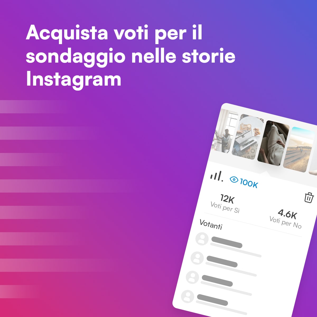 Acquista i voti per i sondaggi sulle storie di Instagram